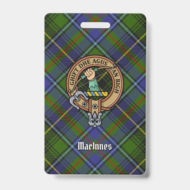 Clan MacInnes Wappen über Tartan Ausweis (Front)