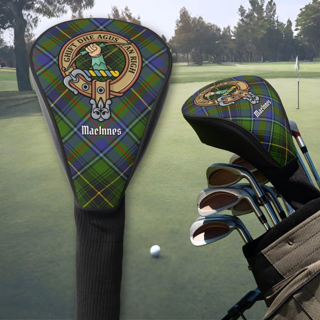 Clan MacInnes Wappen über Tartan Golf Headcover (Von Creator hochgeladen)