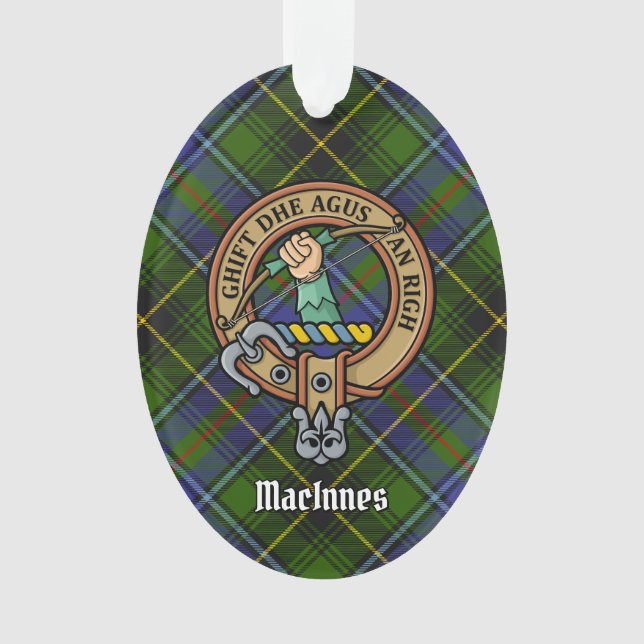 Clan MacInnes Wappen über Tartan Ornament (Vorderseite)