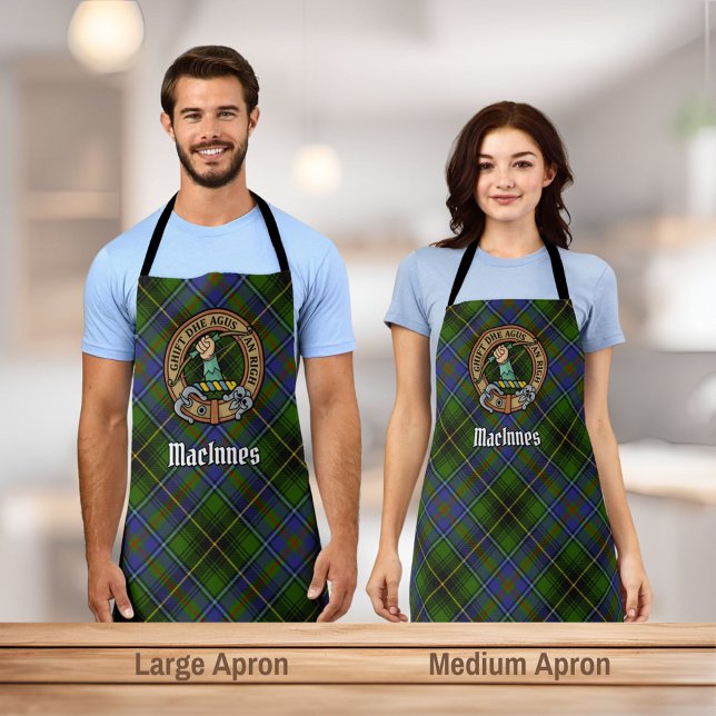 Clan MacInnes Wappen über Tartan Schürze (Von Creator hochgeladen)