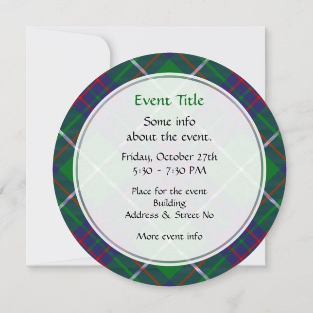 Clan MacIntyre Chasse Tartan Invitation (Dos)