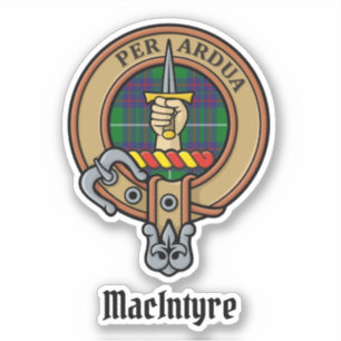 Clan MacIntyre Crest sur la chasse Sticker Tartan