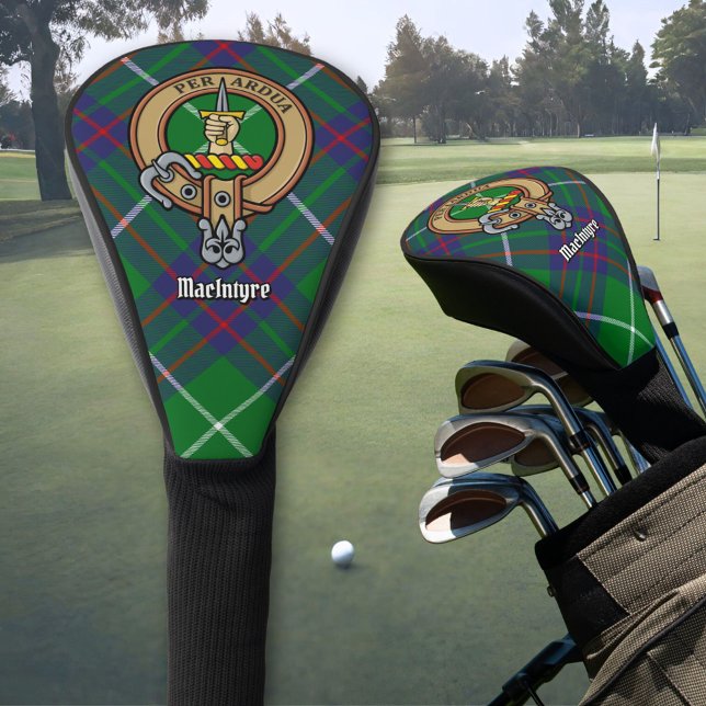 Clan MacIntyre Wappen über Jagd auf Tartan Golf Headcover (Von Creator hochgeladen)