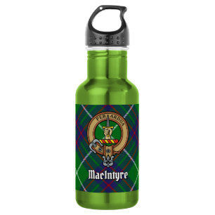 Clan MacIntyre-Wappen über Tartan Edelstahlflasche