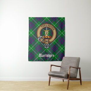Clan MacIntyre Wappen über Tartan Wandteppich