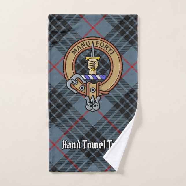 Clan MacKay Crest sur Blue Tartan (Serviette à main)