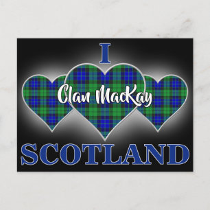 Clan MacKay I Liebe Schottland Tartan Herz Postkarte