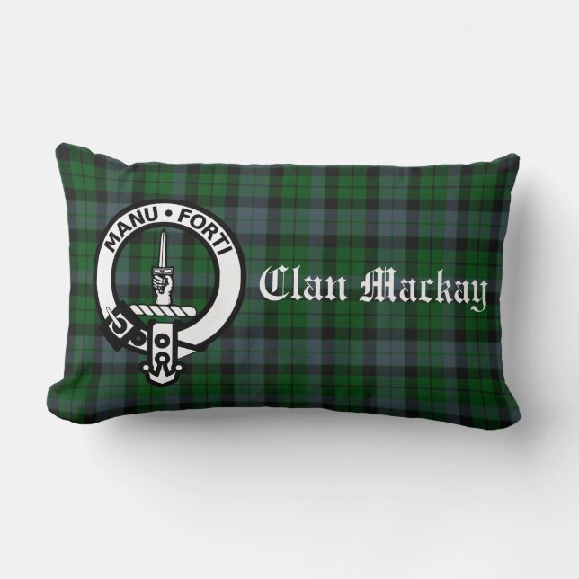 Clan Mackay Tartan Crest Lumbar Coussin (Recto)