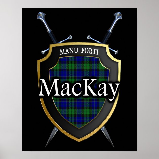 Clan MacKay Tartan Scottish Shield & Schwerter Poster (Vorne)