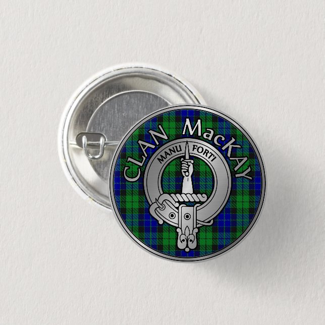 Clan MacKay Wappen & Tartan Button (Vorne & Hinten)