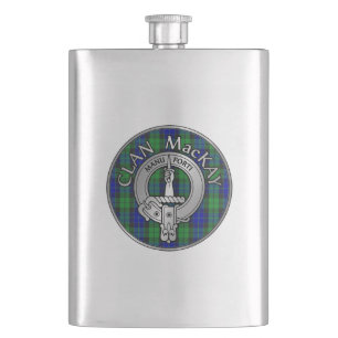 Clan MacKay Wappen & Tartan Flachmann