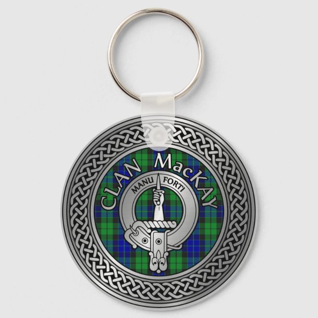 Clan MacKay Wappen & Tartan Knot Schlüsselanhänger (Vorderseite)