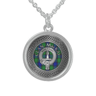 Clan MacKay Wappen & Tartan Knot Sterling Silberkette