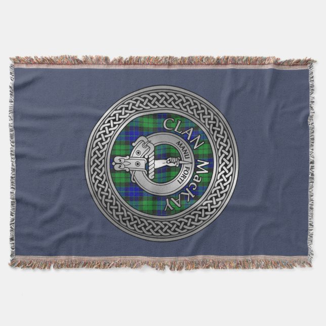 Clan MacKay Wappen & Tartan Knot Throw Blanket Decke (Vorderseite)