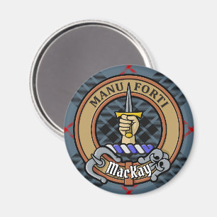 Clan MacKay Wappen über Blue Tartan Magnet