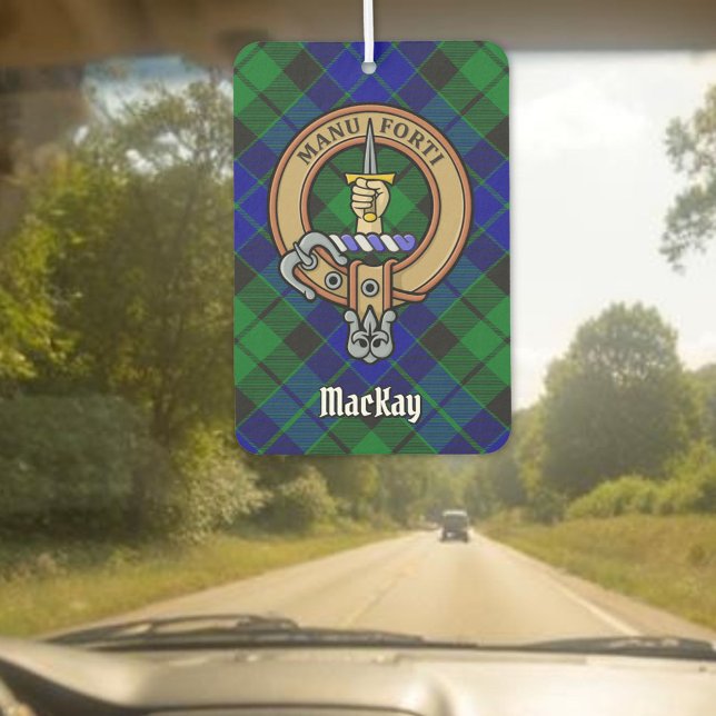 Clan MacKay Wappen über Tartan Autolufterfrischer (Von Creator hochgeladen)
