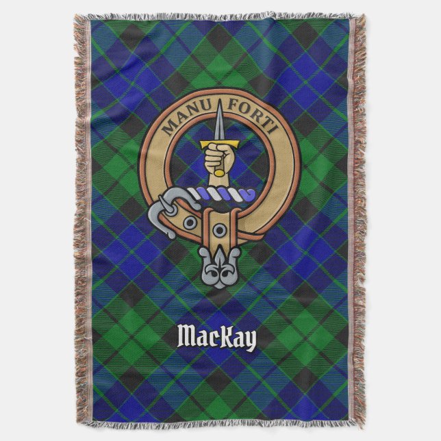 Clan MacKay-Wappen über Tartan Decke (Vorderseite Vertikal)