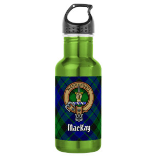 Clan MacKay Wappen über Tartan Edelstahlflasche
