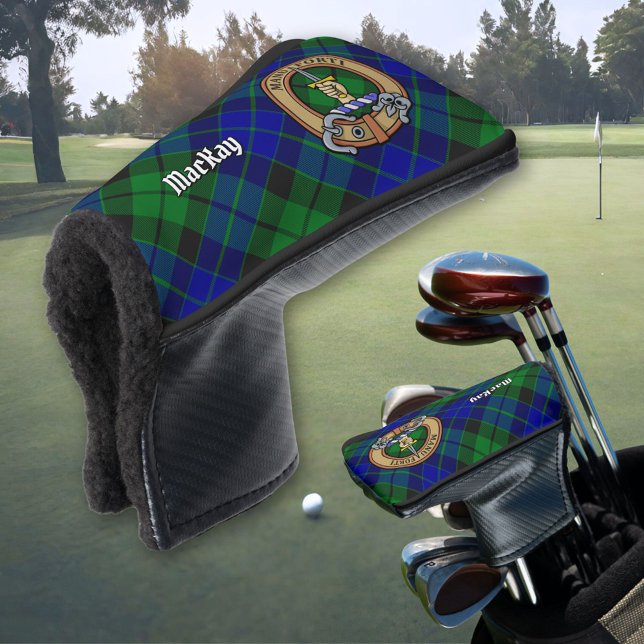 Clan MacKay Wappen über Tartan Golf Headcover (Von Creator hochgeladen)