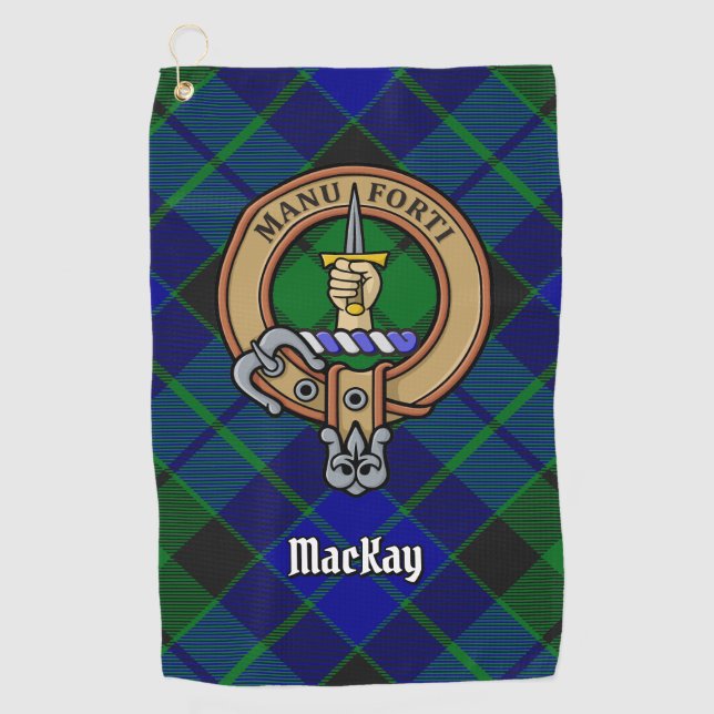 Clan MacKay Wappen über Tartan Golfhandtuch (Vorderseite)