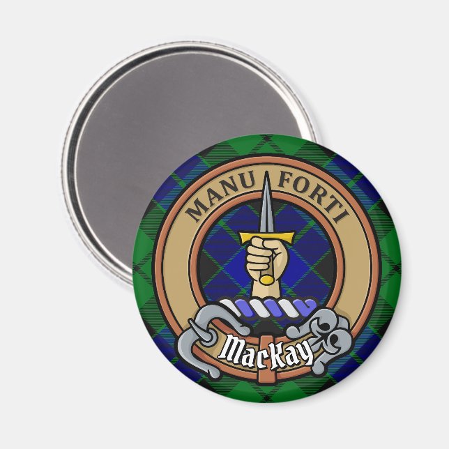 Clan MacKay Wappen über Tartan Magnet (Vorderseite/Rückseite)