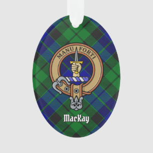 Clan MacKay Wappen über Tartan Ornament