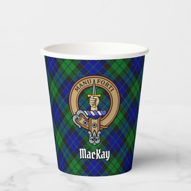 Clan MacKay Wappen über Tartan Pappbecher (Vorderseite)