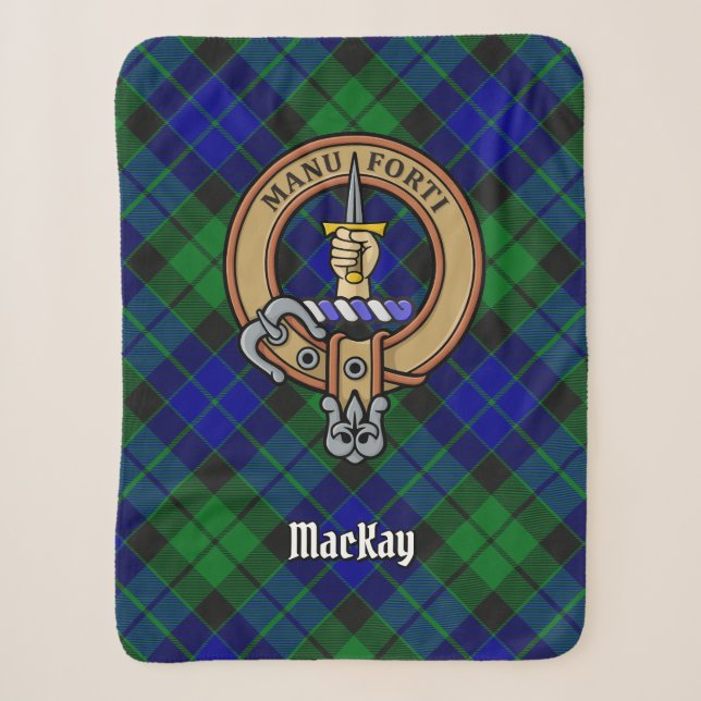 Clan MacKay Wappen über Tartan Sherpadecke (Vorderseite)