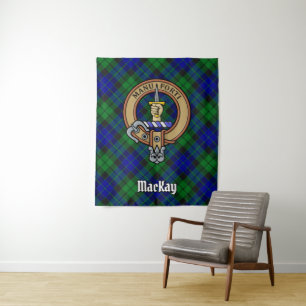 Clan MacKay Wappen über Tartan Wandteppich