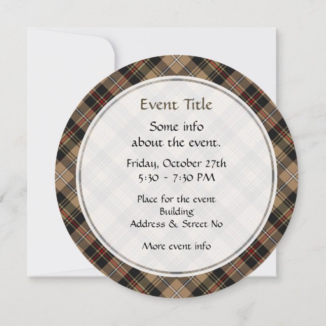 Clan MacKenzie Chasse Brown Tartan Invitation (Dos)