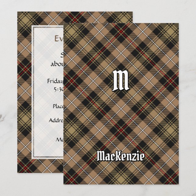 Clan MacKenzie Chasse Brown Tartan Invitation (Devant / Derrière)