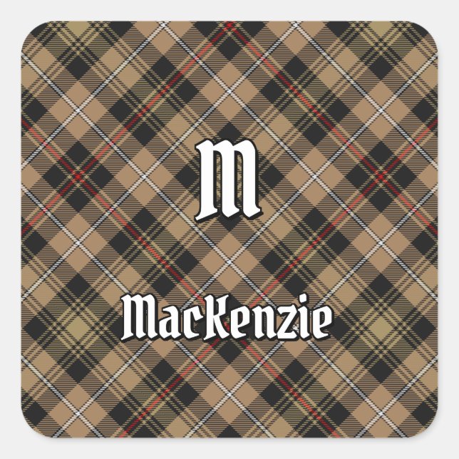 Clan MacKenzie Hunting Brown Tartan Square Sticker (Vorderseite)