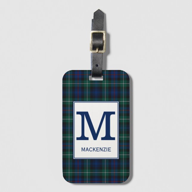 Clan Mackenzie Tartan Mit Monogramm Gepäckanhänger (Vorderseite Vertikal)