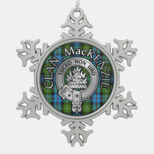 Clan MacKenzie Wappen & Tartan Schneeflocken Zinn-Ornament