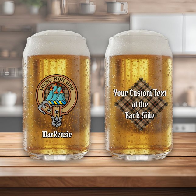 Clan MacKenzie Wappen über Brown Hunting Tartan Dosenglas (Von Creator hochgeladen)