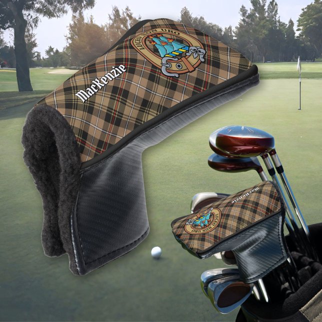 Clan MacKenzie Wappen über Brown Hunting Tartan Golf Headcover (Von Creator hochgeladen)