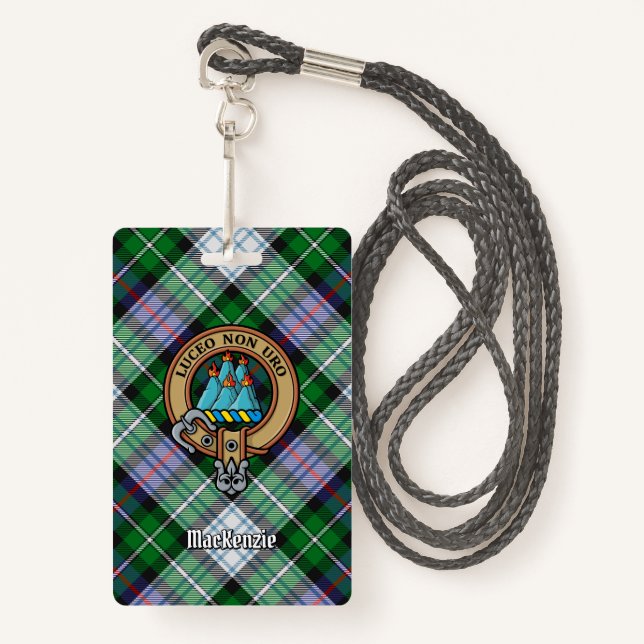 Clan MacKenzie Wappen über Dress Tartan Ausweis (Vorderseite mit Schlüsselband)