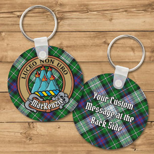 Clan MacKenzie Wappen über Dress Tartan Schlüsselanhänger