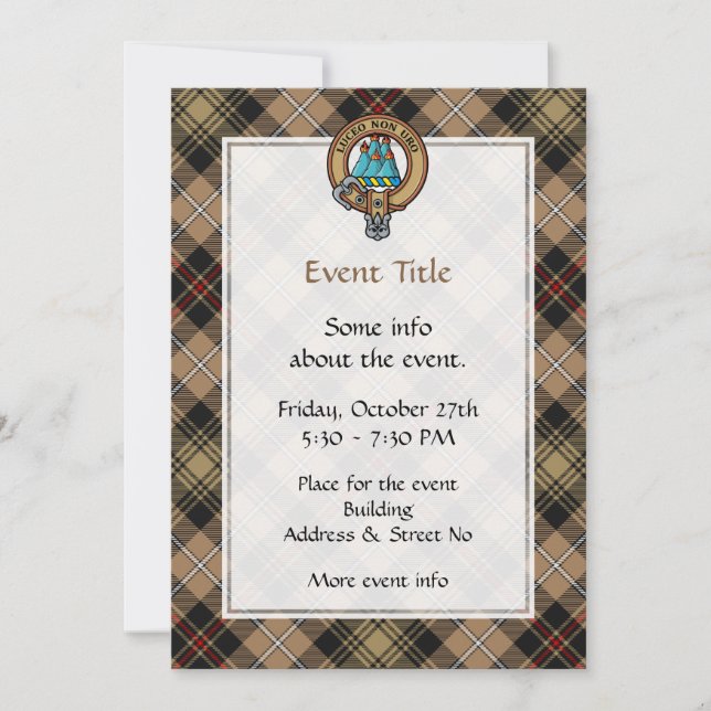 Clan MacKenzie Wappen über Jagd Tartan Einladung (Vorderseite)