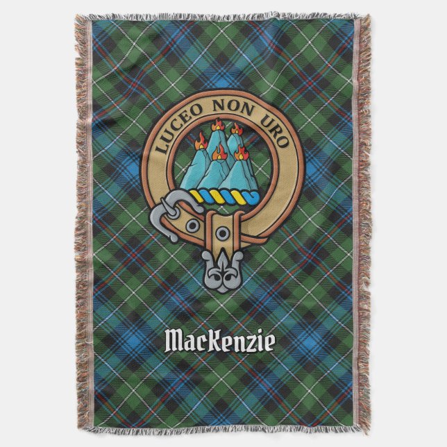 Clan MacKenzie-Wappen über Tartan Decke (Vorderseite Vertikal)