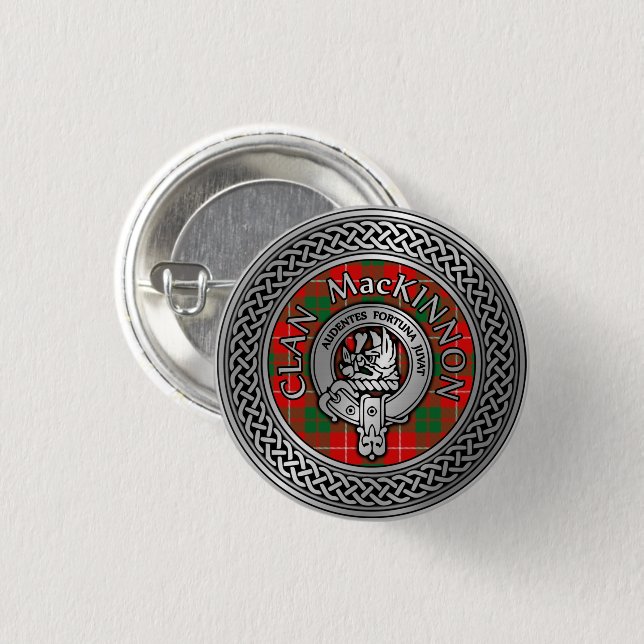 Clan MacKinnon Wappen & Tartan Knot Button (Vorne & Hinten)