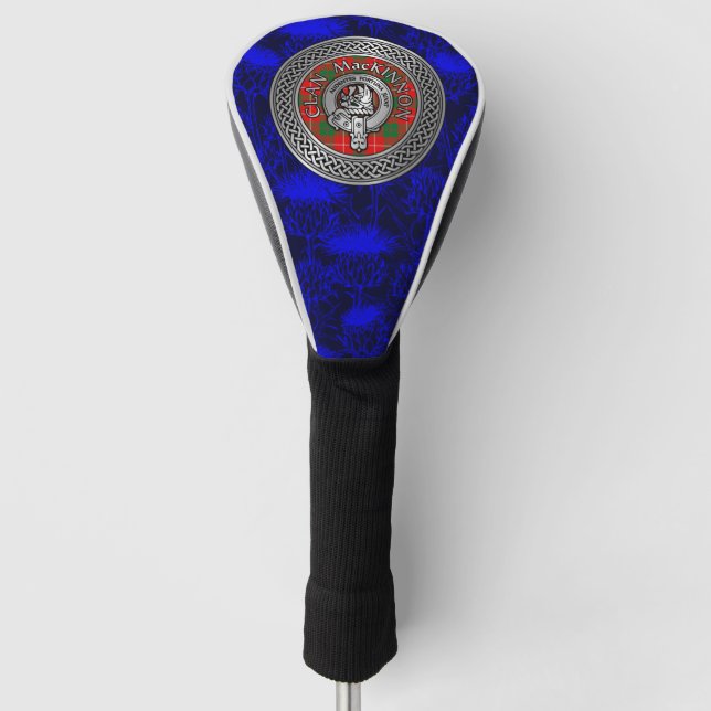 Clan MacKinnon Wappen & Tartan Knot on Thistle Golf Headcover (Vorderseite)