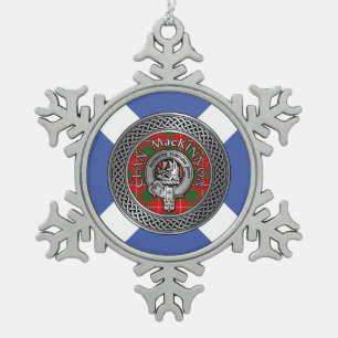 Clan MacKinnon Wappen & Tartan Knot Schneeflocken Zinn-Ornament
