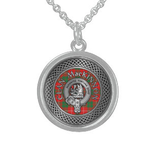 Clan MacKinnon Wappen & Tartan Knot Sterling Silberkette