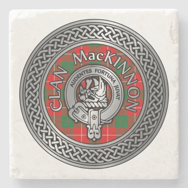 Clan MacKinnon Wappen & Tartan Knot Stone Unterset Steinuntersetzer (Vorderseite)