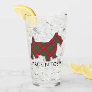 Clan MacKintosh Tartan Scottie Dog Glas