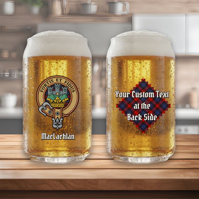 Clan MacLachlan Wappen über Tartan Dosenglas (Von Creator hochgeladen)