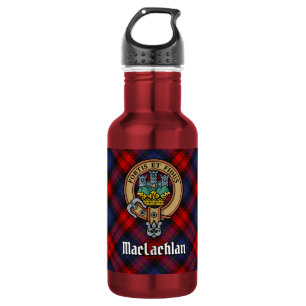 Clan MacLachlan-Wappen über Tartan Edelstahlflasche