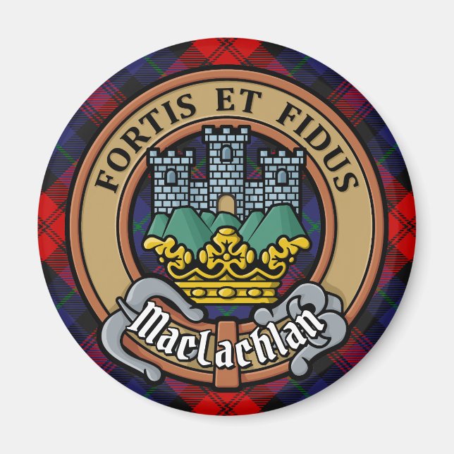 Clan MacLachlan Wappen über Tartan Magnet (Vorne)