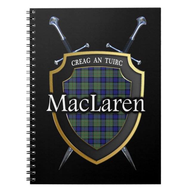 Clan MacLaren Tartan Shield & Schwerter Notizblock (Vorderseite)
